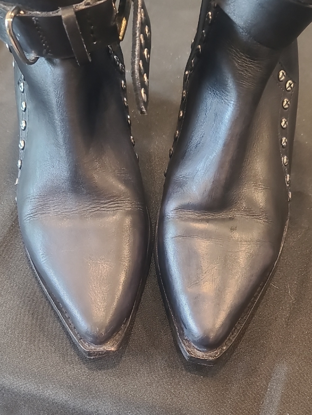 Free People Billy western black leather Boots size 37 Pre Loved - Picture 8 of 13